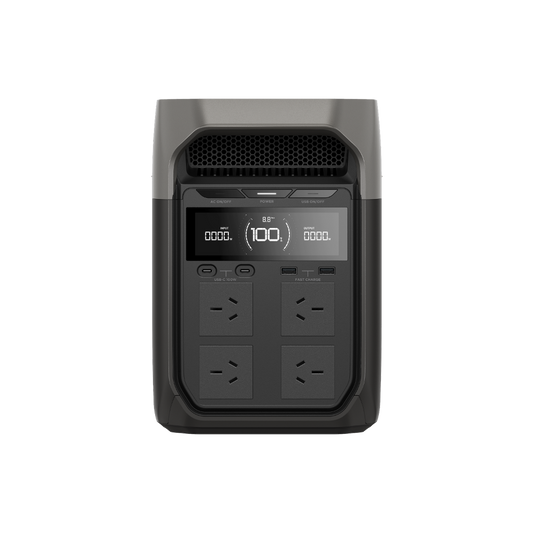 Black electronic device with digital display on a white background